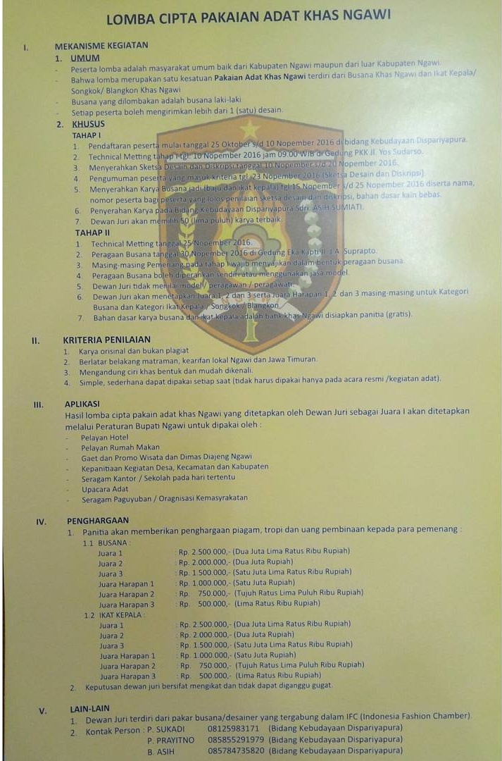 Lomba Cipta Busana Adat Khas Ngawi