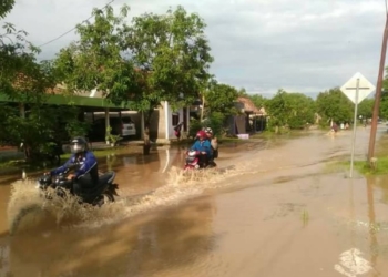 Jalanan di Beberapa Desa Di Kecamatan Pangkur dan Kwadungan Sudah Mulai Tergenang