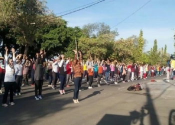 Masyarakat Ngawi Ramaikan Senam Bersama Gerakan Indonesia Sehat