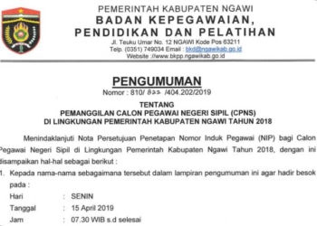 Penyerahan SK Pengangkatan 402 CPNS Kabupaten Ngawi Akan Disampaikan Senin 15 April 2019
