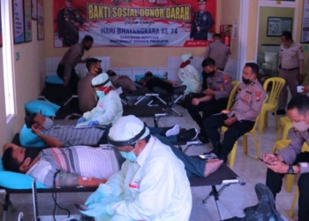 Sambut Hari Bhayangkara ke-74, Polres Ngawi Gelar Bakti Sosial Donor Darah