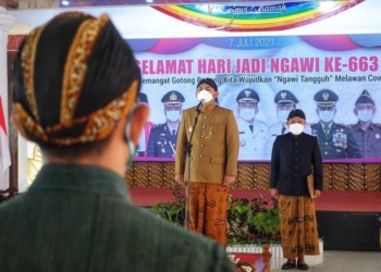 Upacara Peringatan Hari Jadi Kabupaten Ngawi ke-663 Diselenggarakan Kombinasi Daring Luring