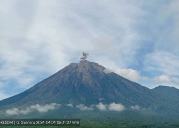 Gunung Semeru kembali erupsi lontarkan abu vulkanik
