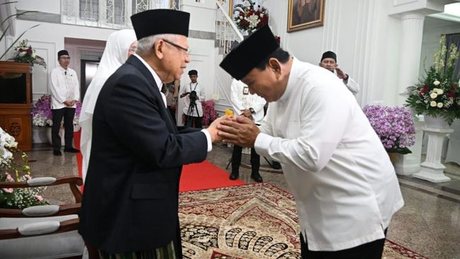 Prabowo Silaturahmi ke Ma’ruf Amin usai Menghadap Jokowi